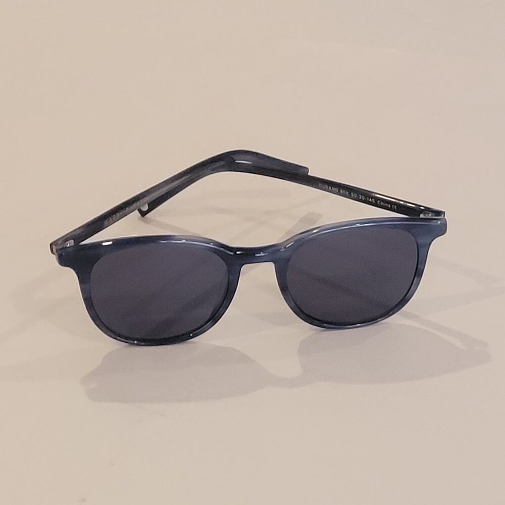 Warby Parker Durand 368 Polarized Sunglasses Striped Pacific Blue Grey 50x20x145